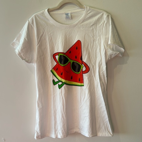 PORT & COMPANY Large L White Tee Cool Watermelon Slice - Picture 1 of 4
